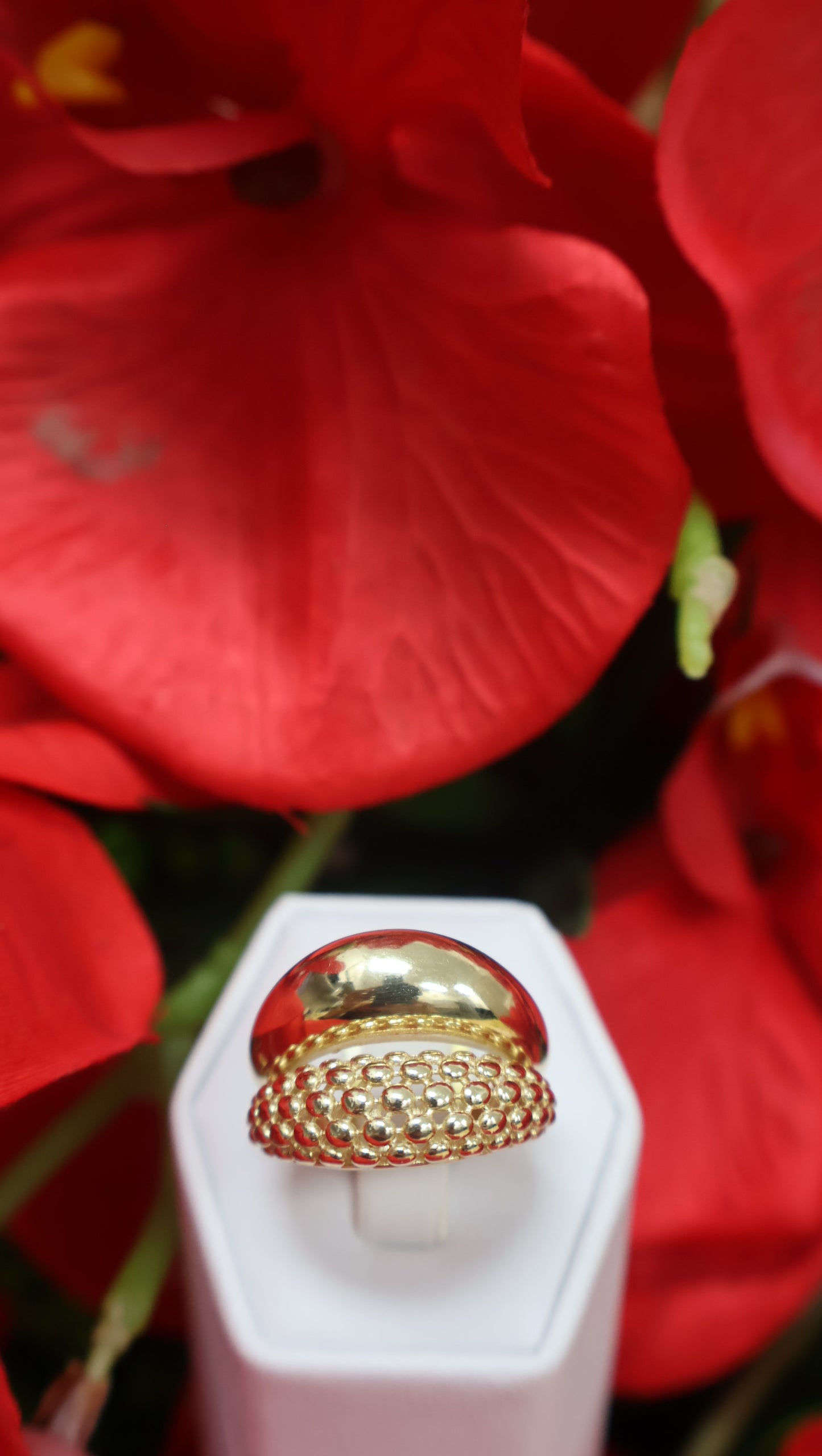 anillo de mujer con dos disenos en oro 10k