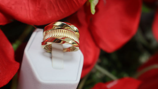 anillo 10k  con  diseno de tres piezas de mujer