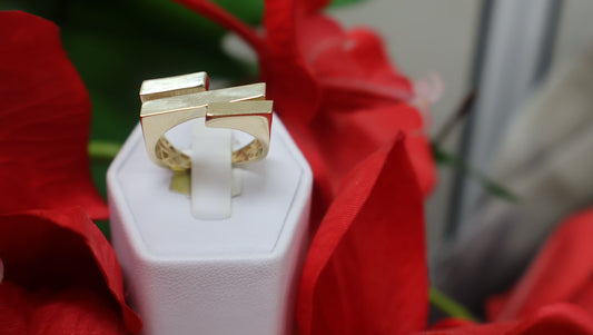 anillo 10k  miderno 3 lineas de mujer