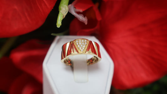 anillo 10k de piramide con ciconia