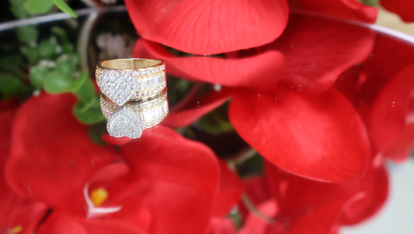 anillo corte priseza 14k con sirconia blancas de mujer