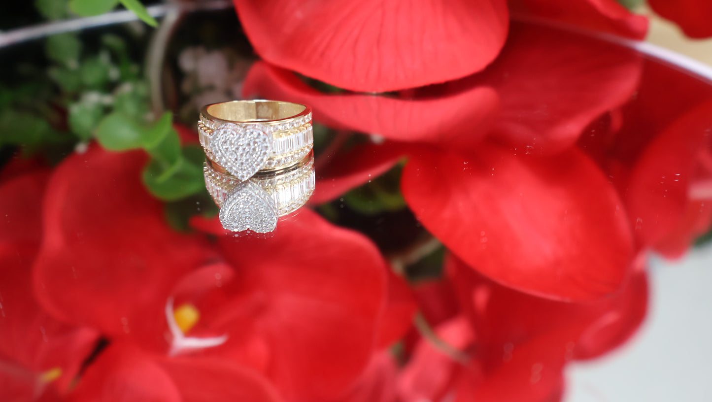 anillo corte priseza 14k con sirconia blancas de mujer