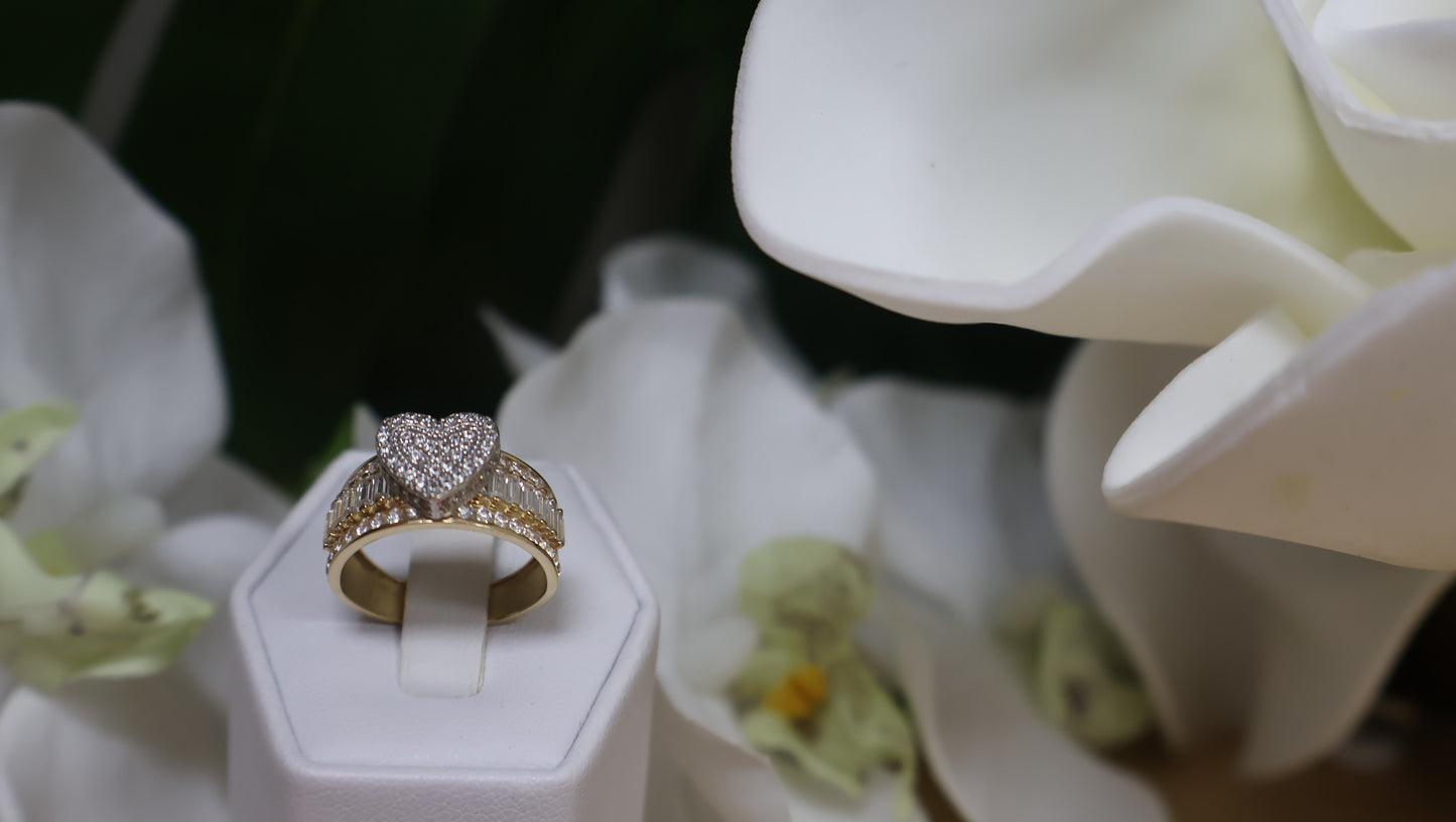 anillo corte priseza 14k con sirconia blancas de mujer