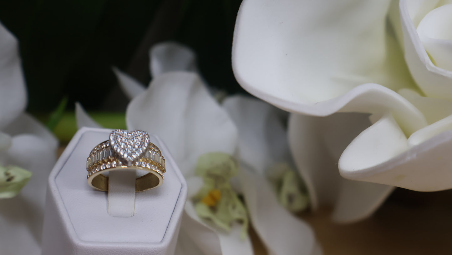 anillo corte priseza 14k con sirconia blancas de mujer