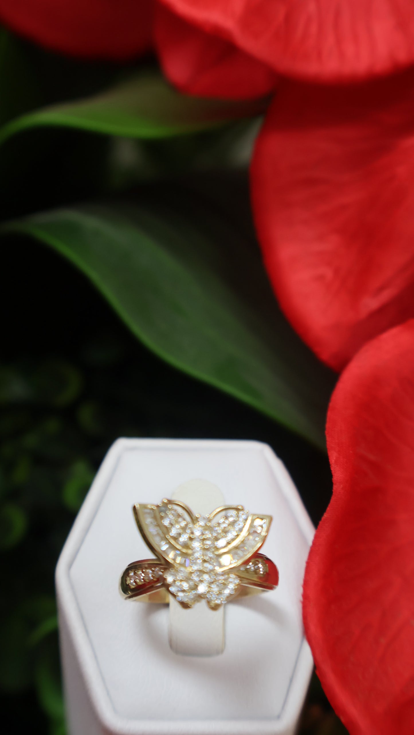 anillo de maripoza con siconia 14 k de mujer