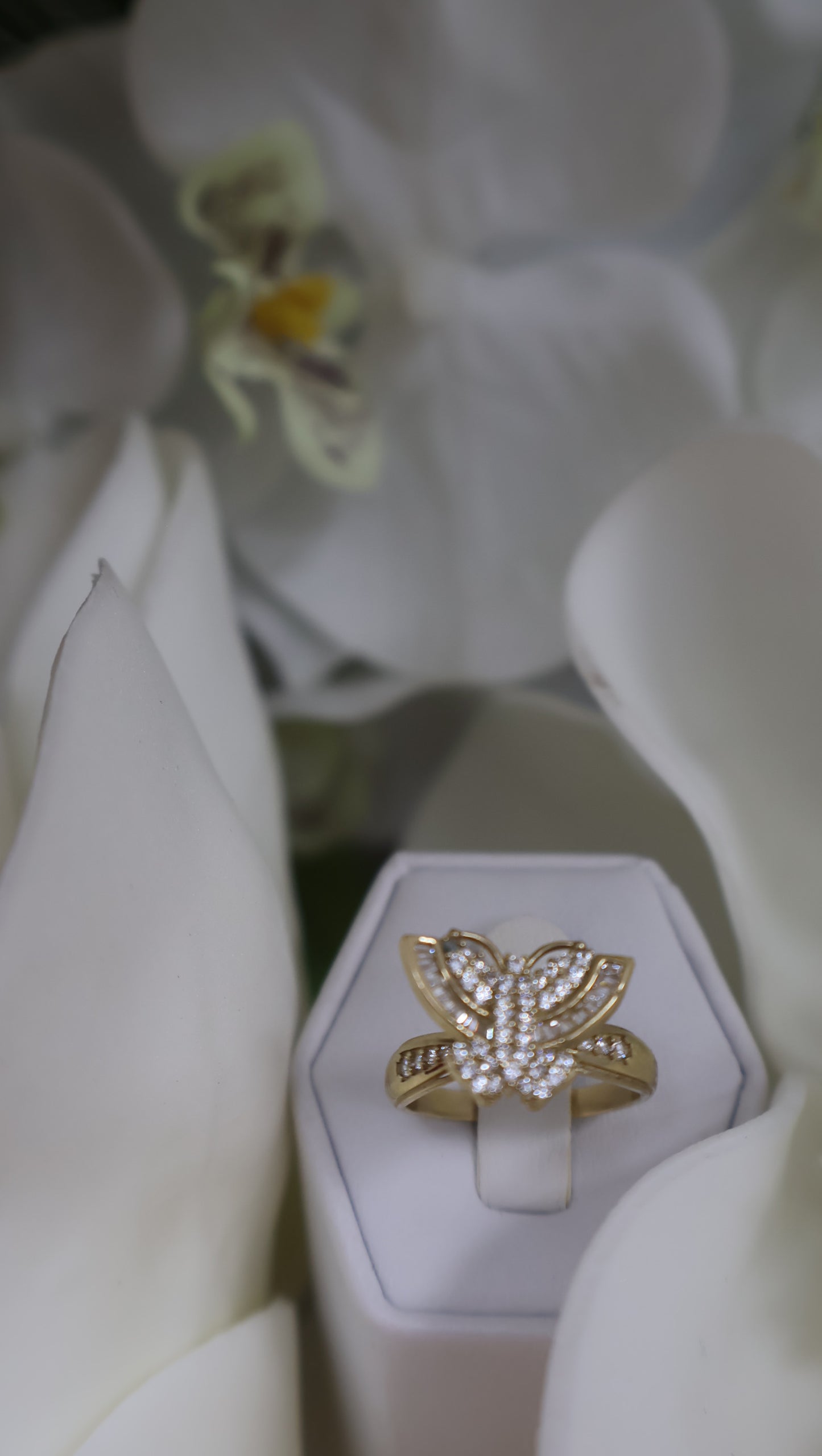 anillo de maripoza con siconia 14 k de mujer