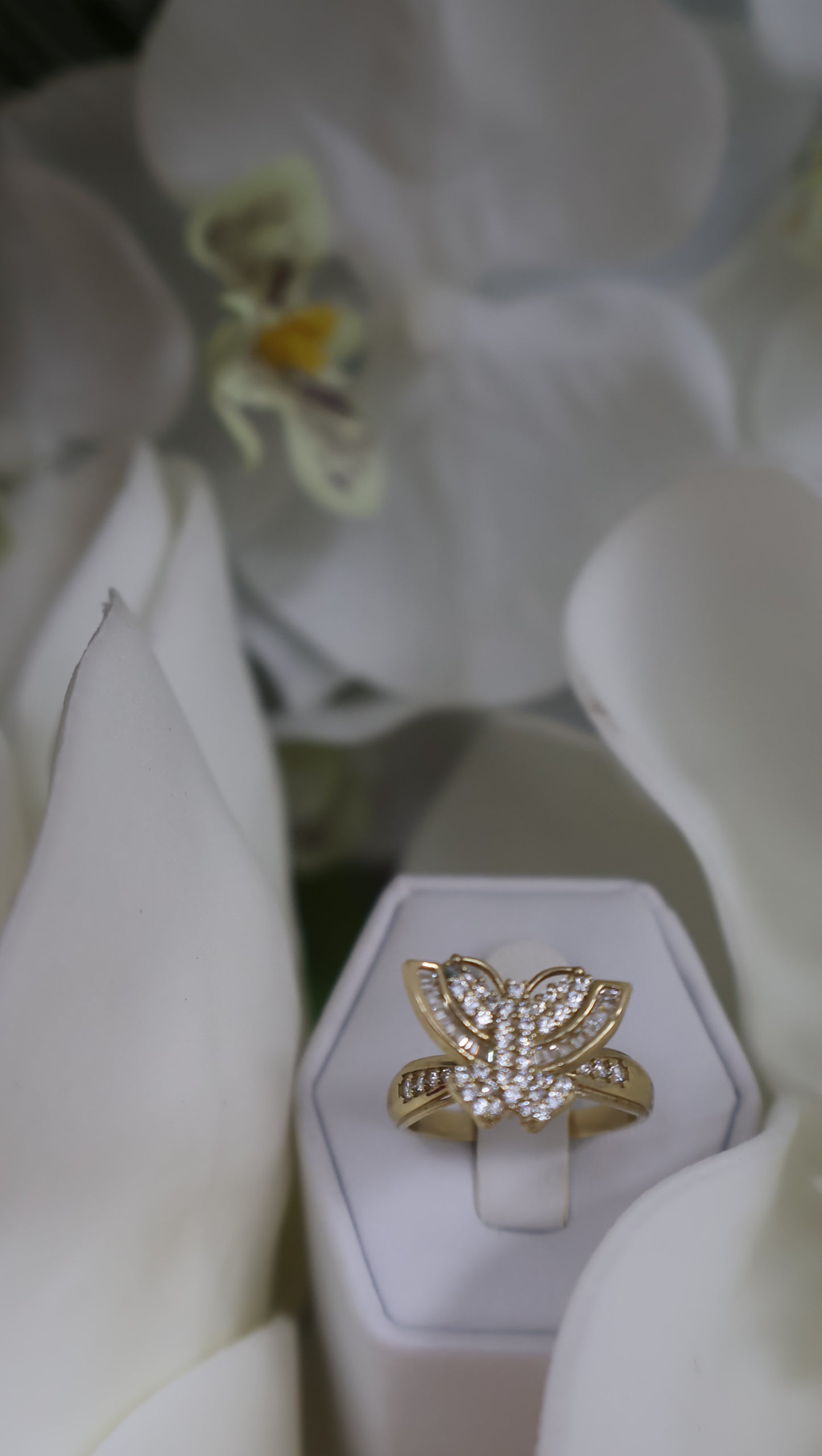 anillo de maripoza con siconia 14 k de mujer