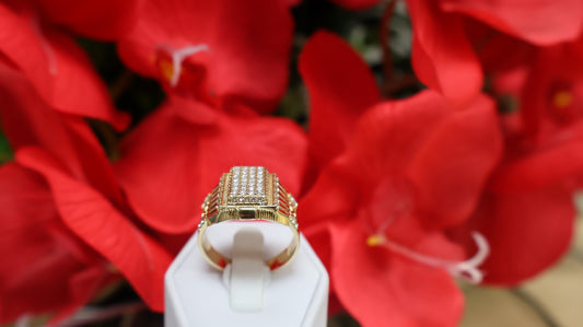 anillo de  hombre de 10k  con sirconia blanca