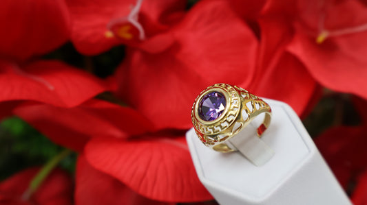 anillo 10k de piedra  lila de hombre