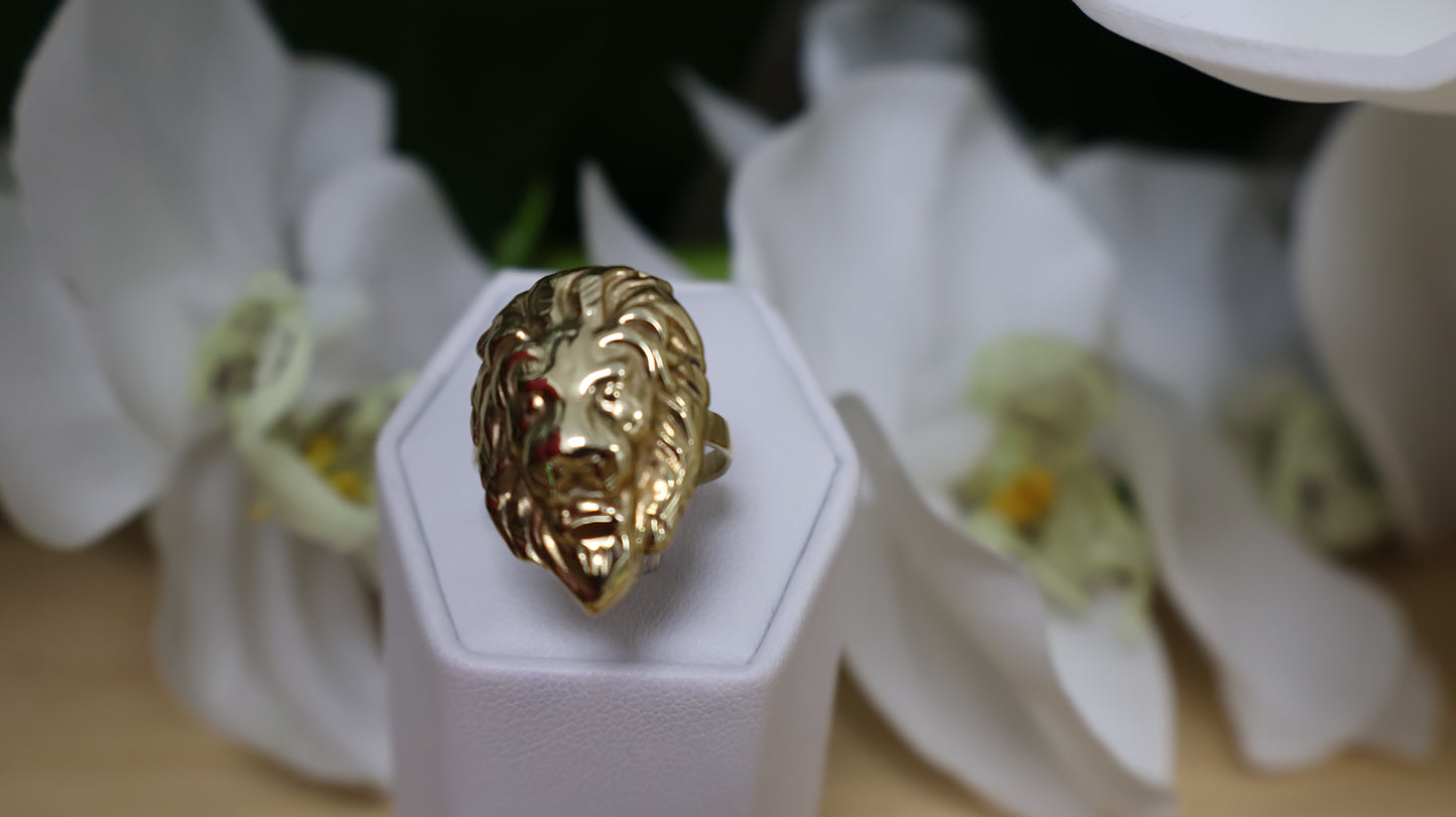 anillo 14k de hombre con la cara de un leon