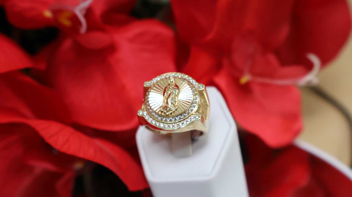 anillo 14k de hombre con la virgen de la caridad