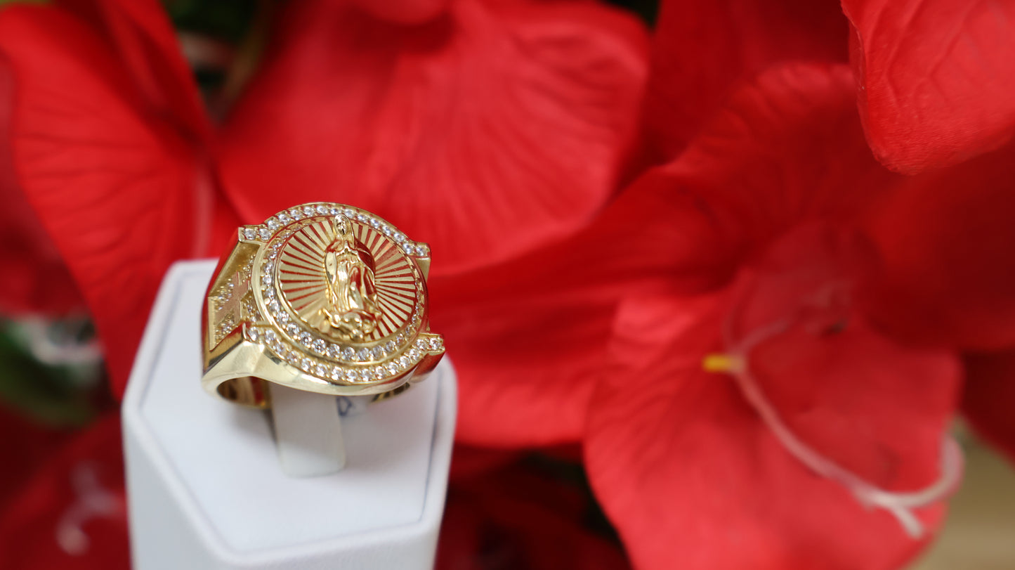 anillo 14k de hombre con la virgen de la caridad