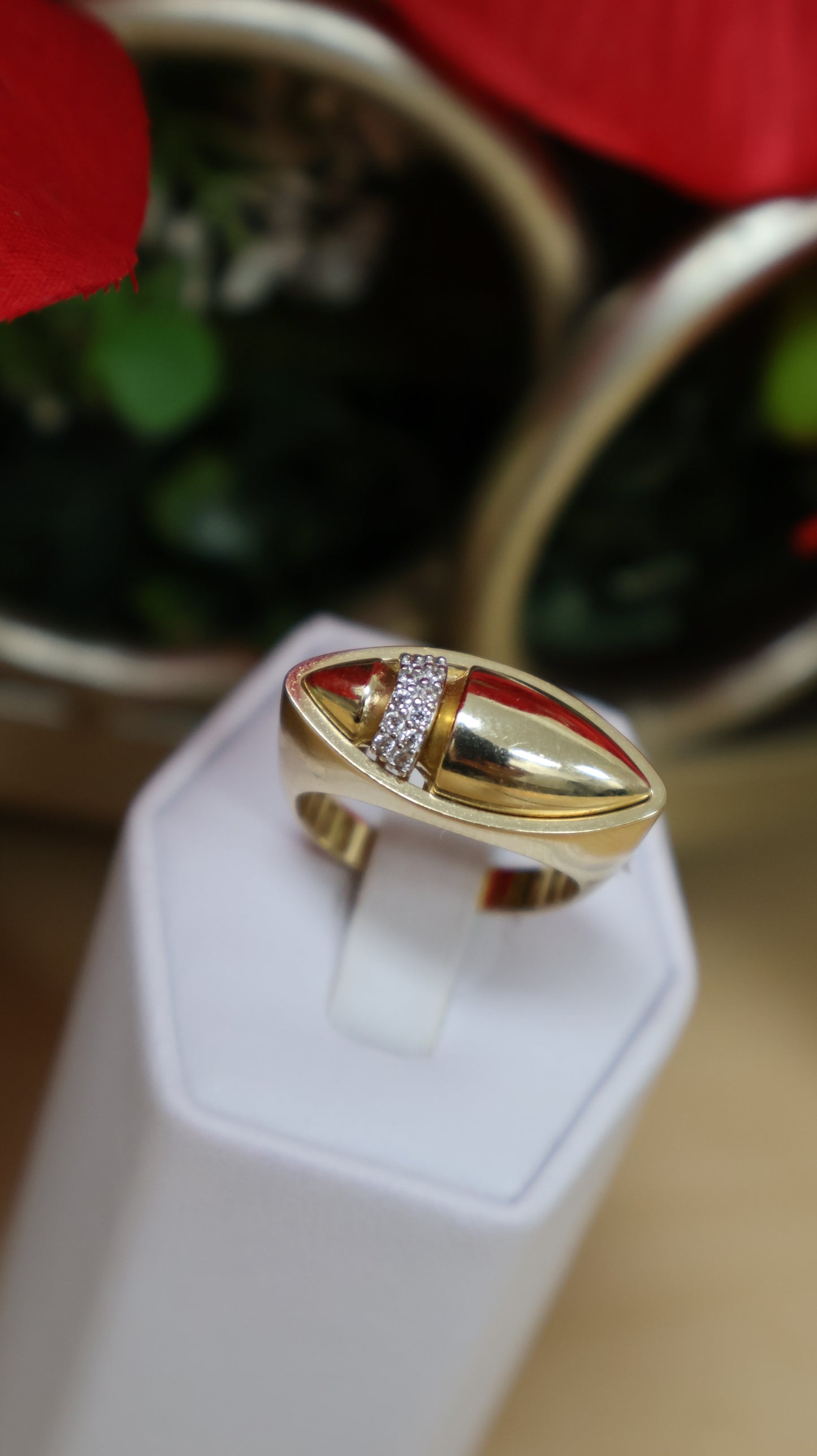 anillo de mujer 14k espacial con circonia en blanca