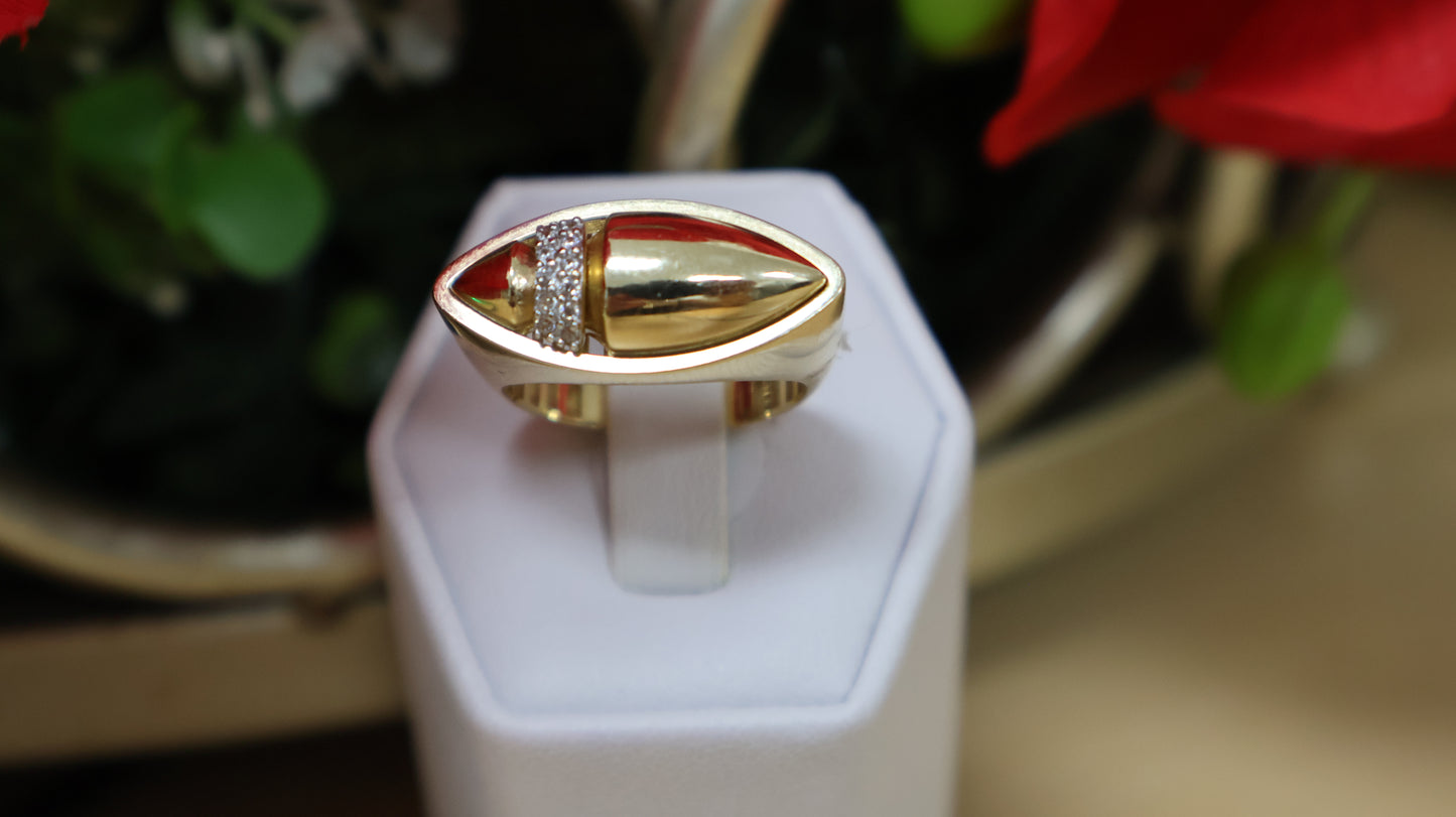 anillo de mujer 14k espacial con circonia en blanca