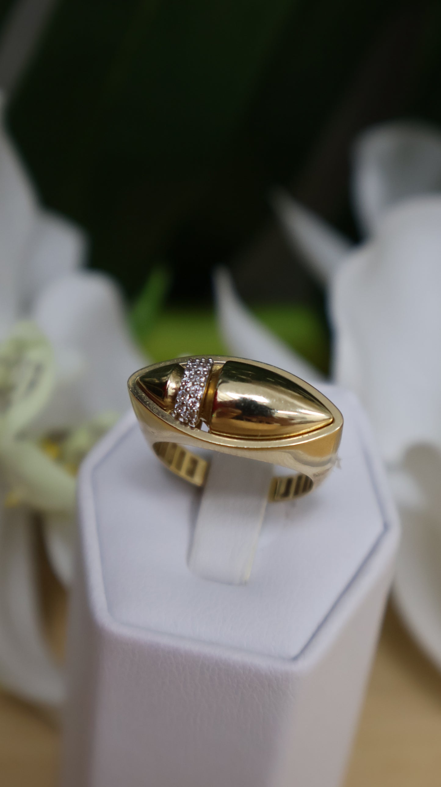 anillo de mujer 14k espacial con circonia en blanca