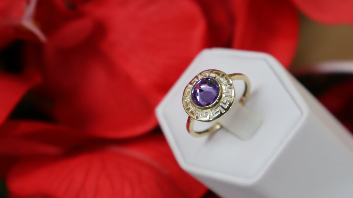 anillo de mujer de oro 14k de piedra malba