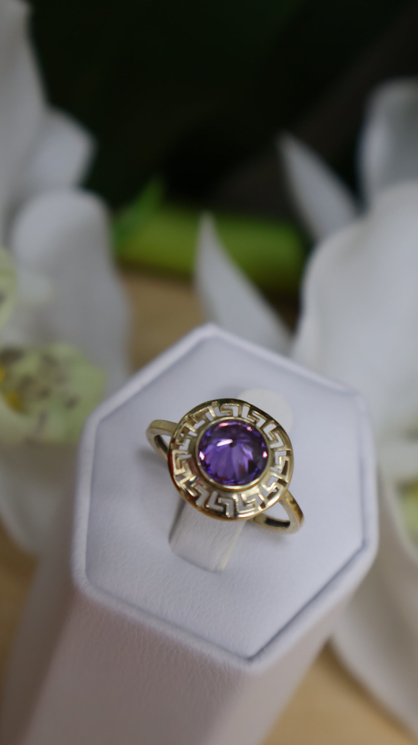 anillo de mujer de oro 14k de piedra malba