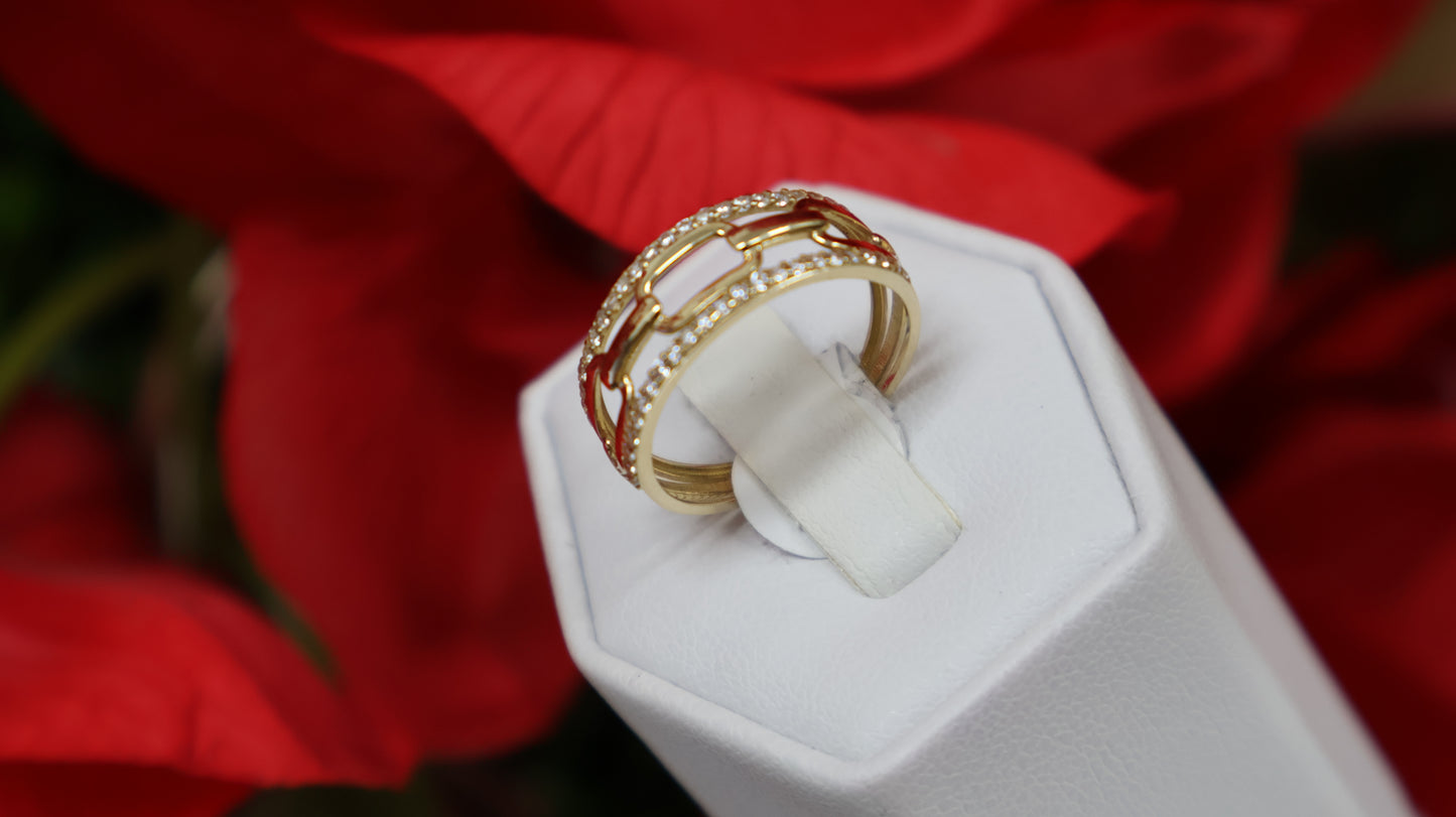 anillo de mujer 14k enlazado con circonia blancas