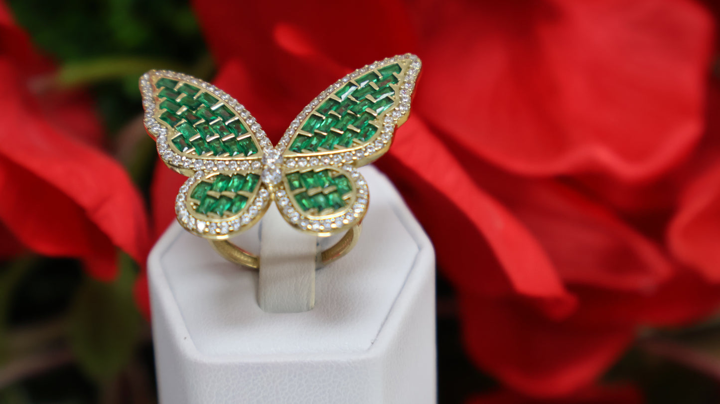 anillo de mujer 10k de mariposa verde