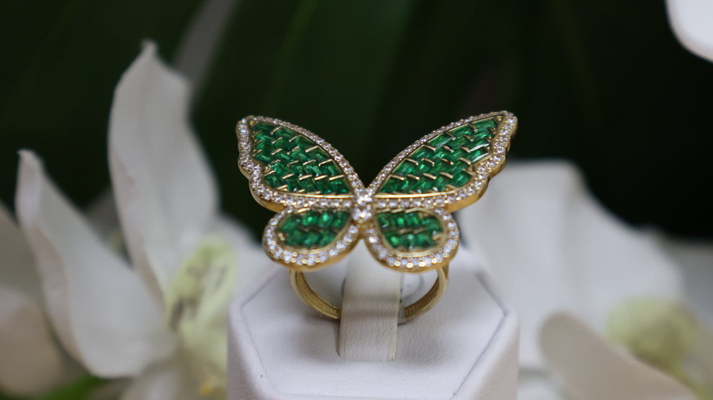 anillo de mujer 10k de mariposa verde