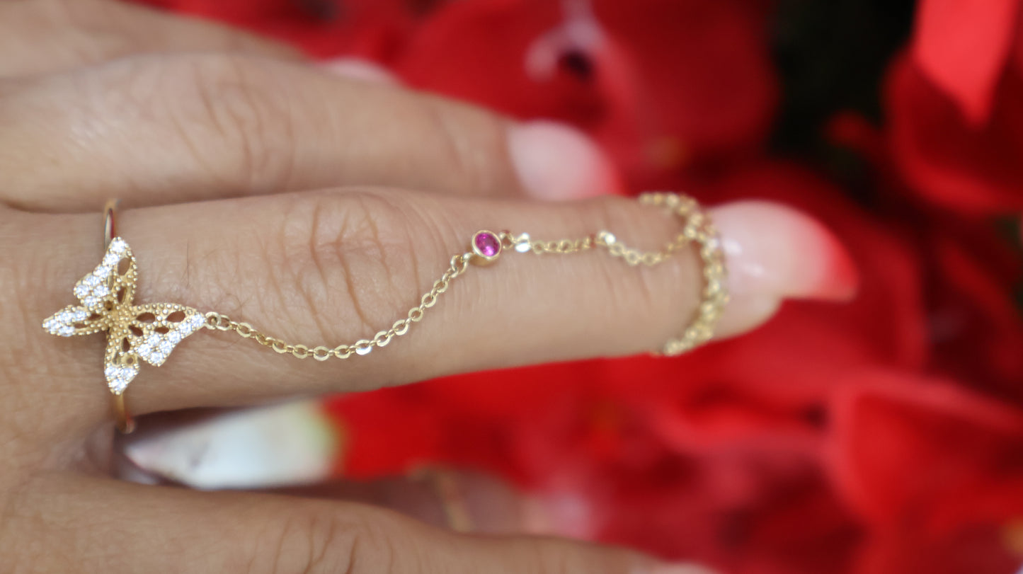 anillo de mujer con doble estilo para el mismo dedo en 14k