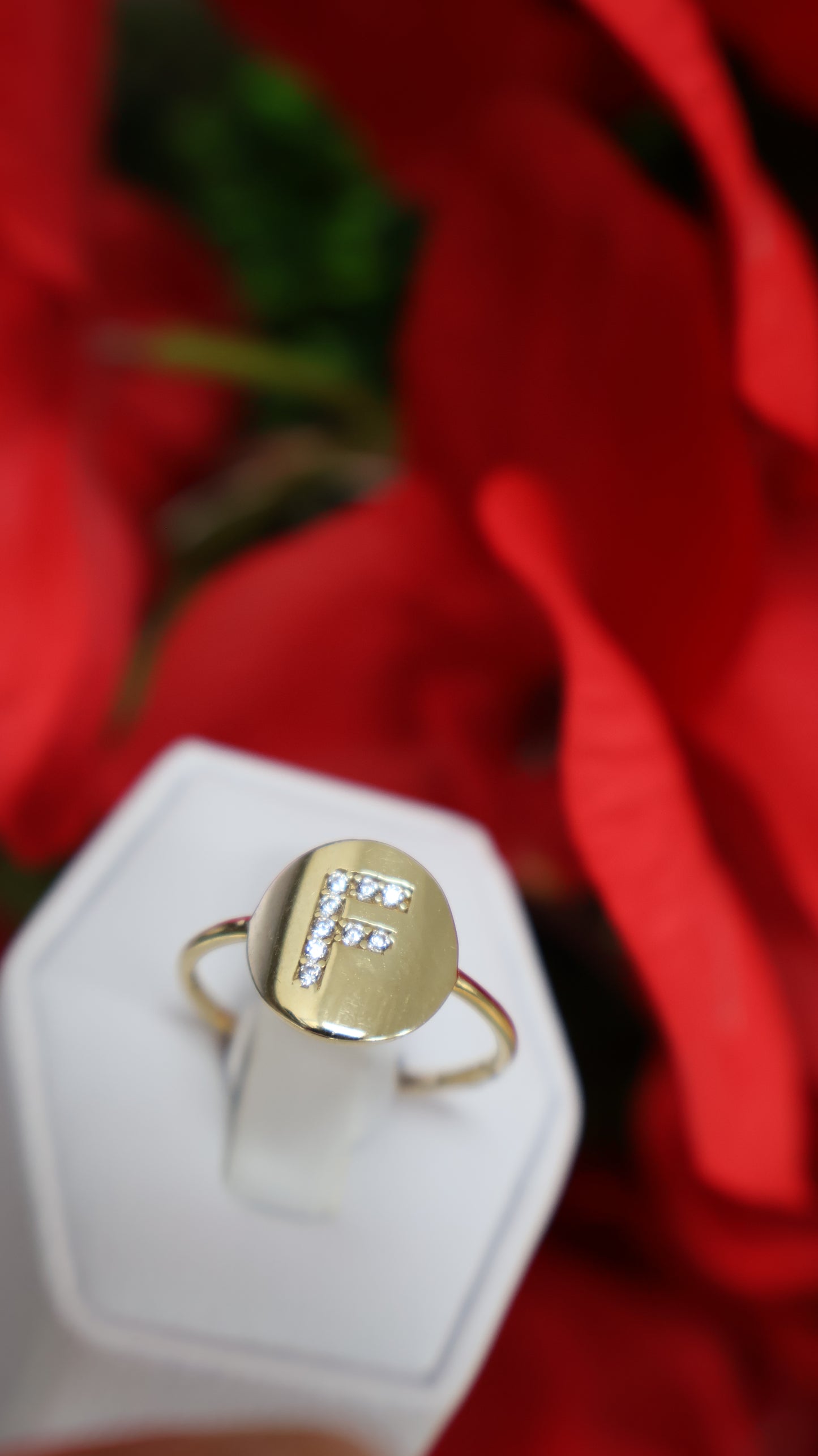 anillo de letra en el centro mujer y nino