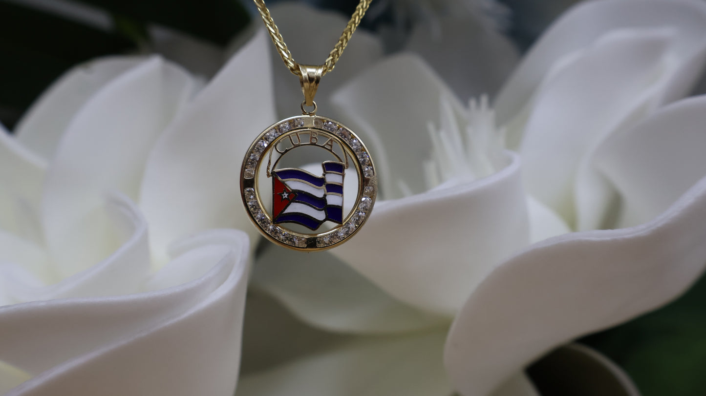 dije 14k redondo bandera cubana