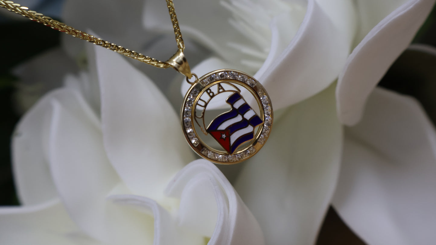 dije 14k redondo bandera cubana