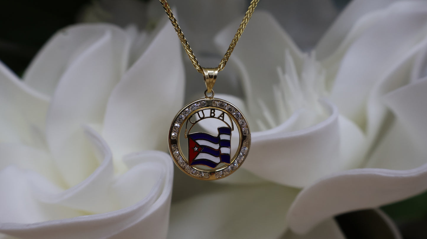dije 14k redondo bandera cubana