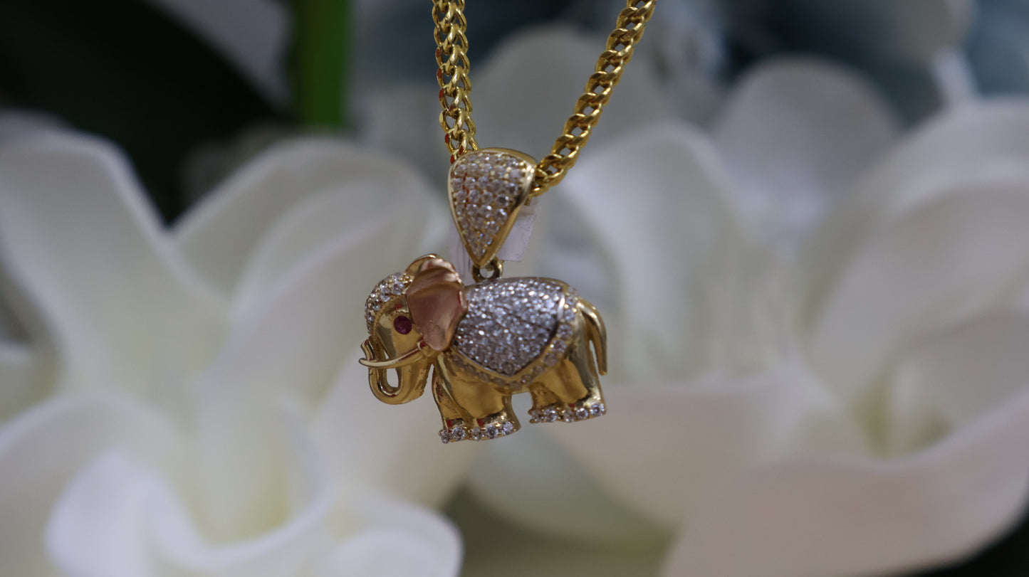 Dije de 14k de elefante con circonia
