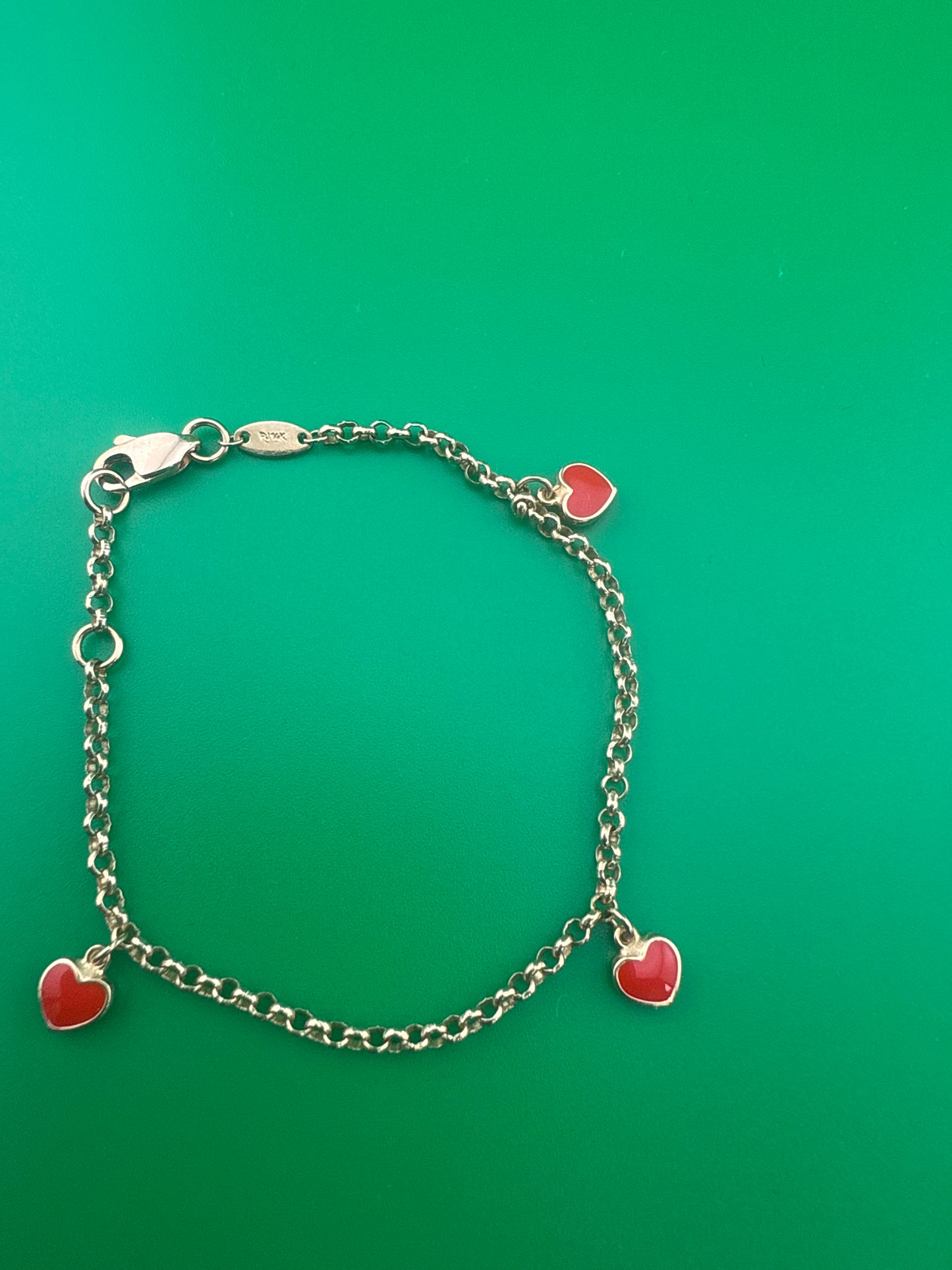 Manilla de Corazones para niñas oro 14k