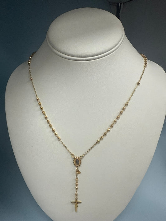 rosary with white, pink and yellow gold