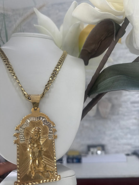 Hammered Chain with Saint Lazarus Pendant