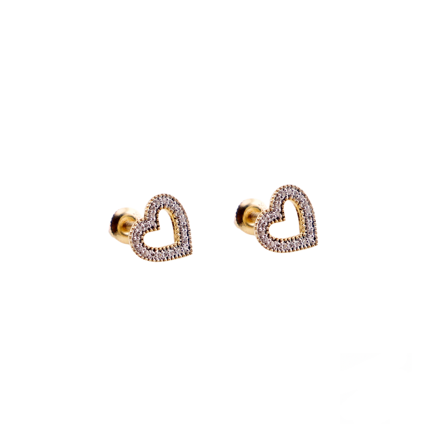 Aretes para Niñas Oro 10k Corazón Diamante