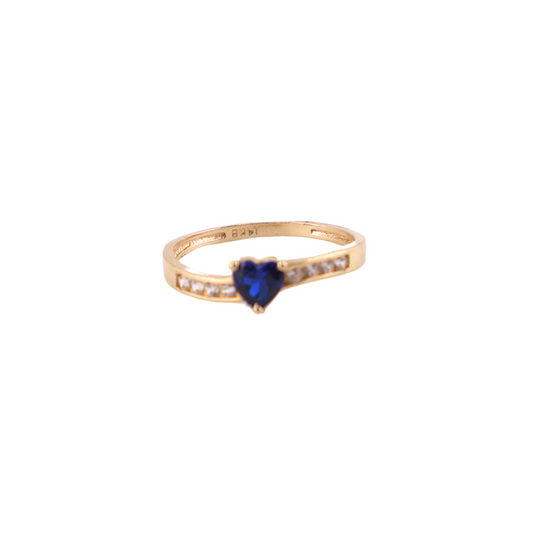 Anillo de mujer en oro 14k corazon azul