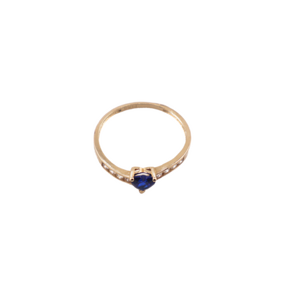 Anillo de mujer en oro 14k corazon azul