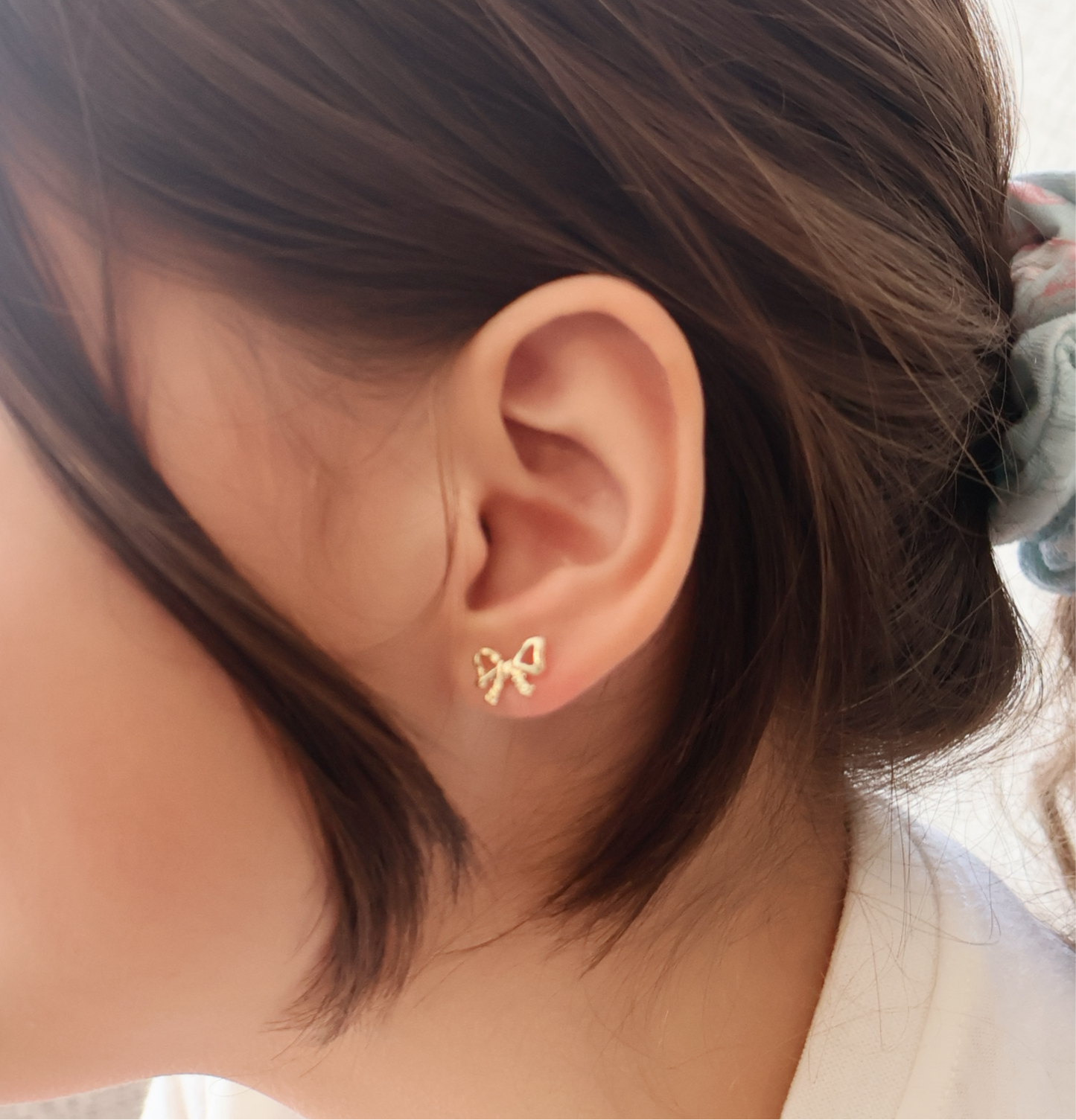 Aretes para Niñas Oro 14k Lazo Coquette