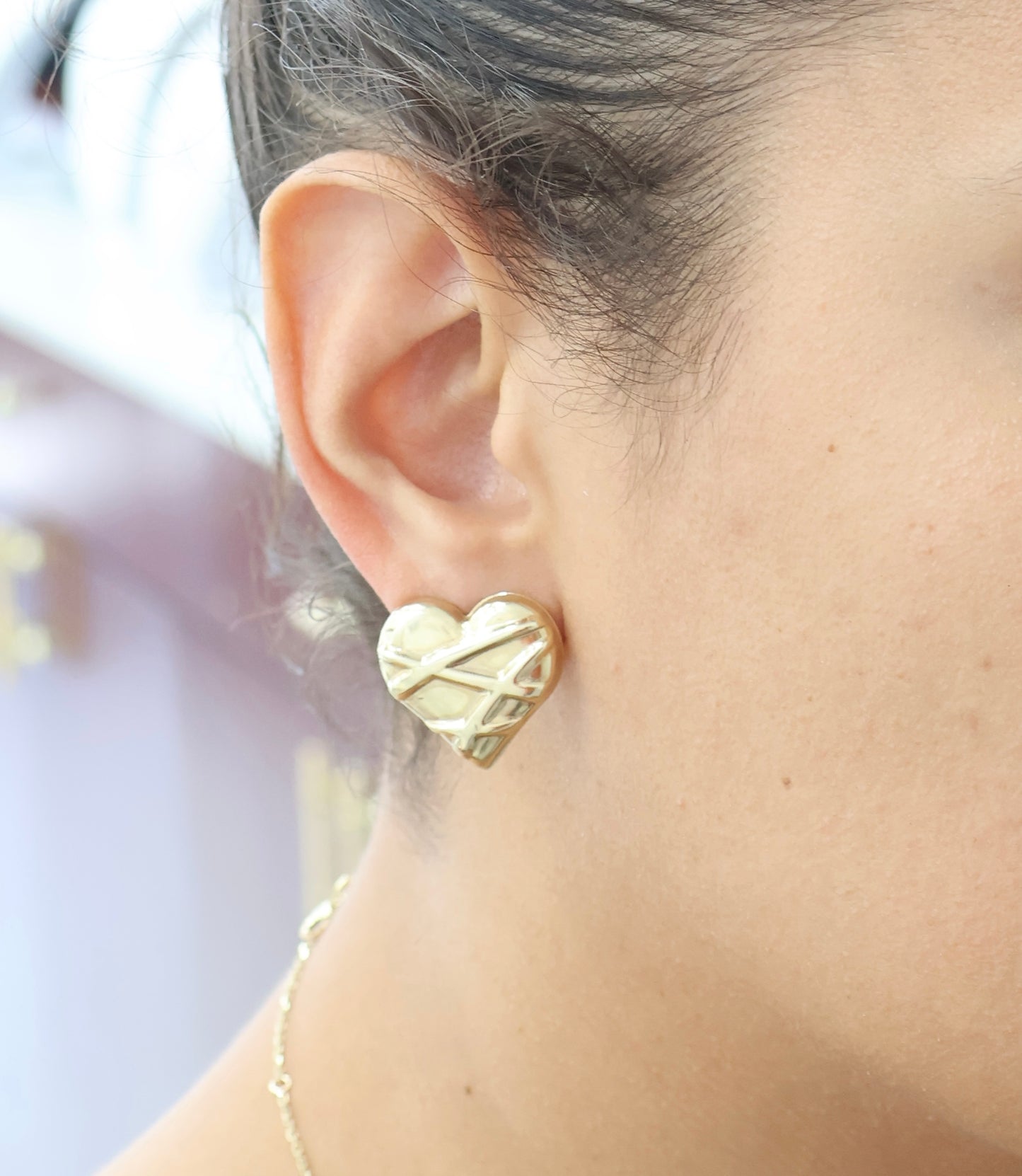 Aretes de Corazón en Oro 10 k