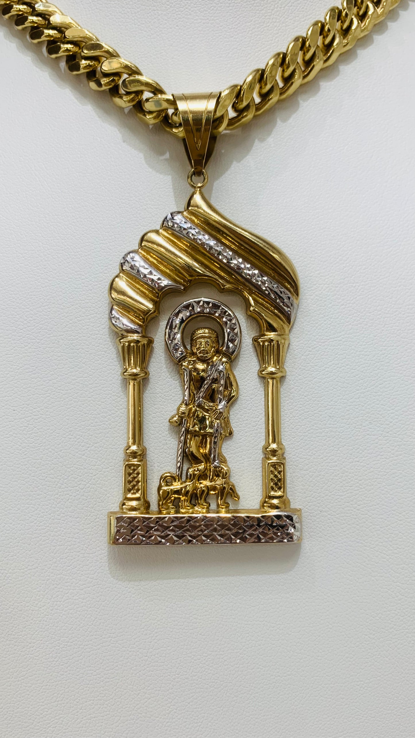 Hammered Chain with Saint Lazarus Pendant