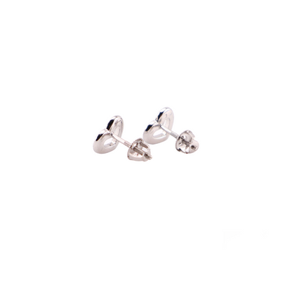 Aretes para Niñas Oro Blanco 10k Corazón Diamante