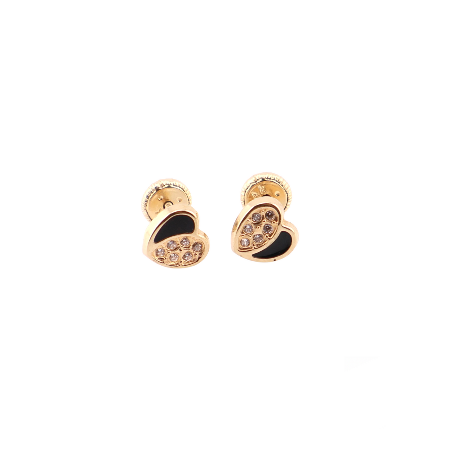 Aretes para Niñas Oro 14k Corazón Sirconia