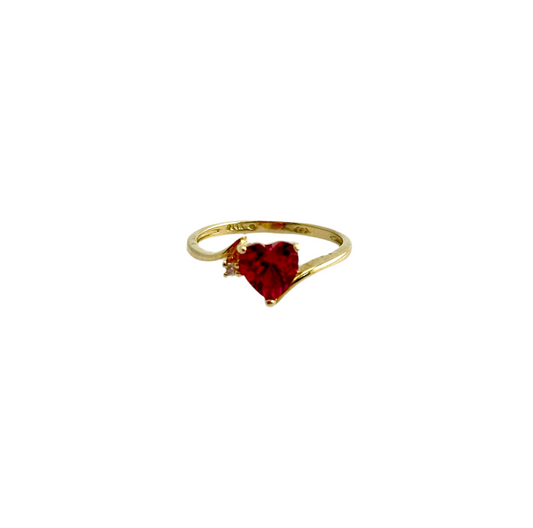 Anillo Corazón Rojo oro 10 k