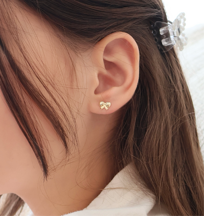 Aretes para Niñas Oro 14k Lazo Coquette