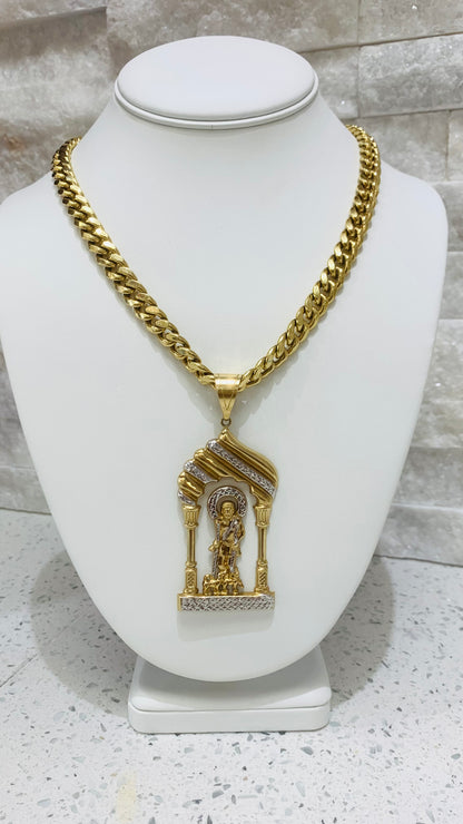 Hammered Chain with Saint Lazarus Pendant