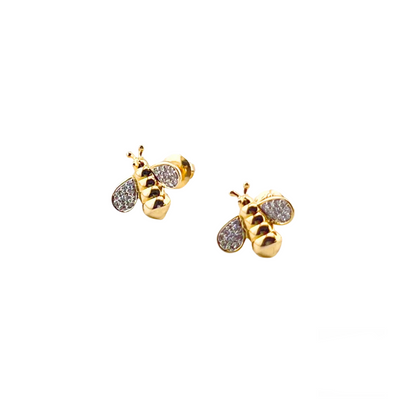 Aretes para Niñas Oro 10k Abeja