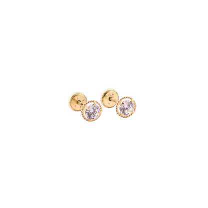 Pendientes para  niñas oro 14k con piedra