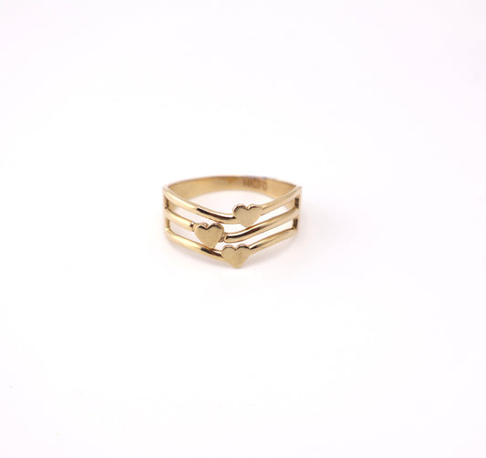 Anillo Tres Corazones oro 14 k