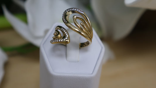 anillo de oja con siconia 14k