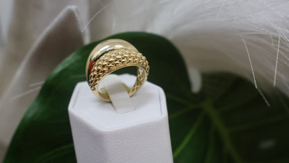 anillo de mujer con  dos  disenos en oro  10k