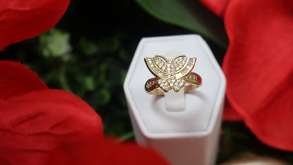 anillo de maripoza con siconia 14 k de mujer